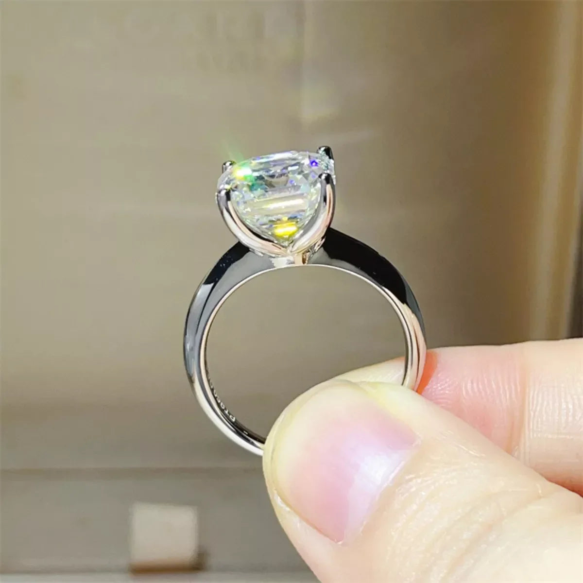 Moissanite Platinum-Plated Sterling Silver Cushion Cut Ring - Southern Shores Clothing