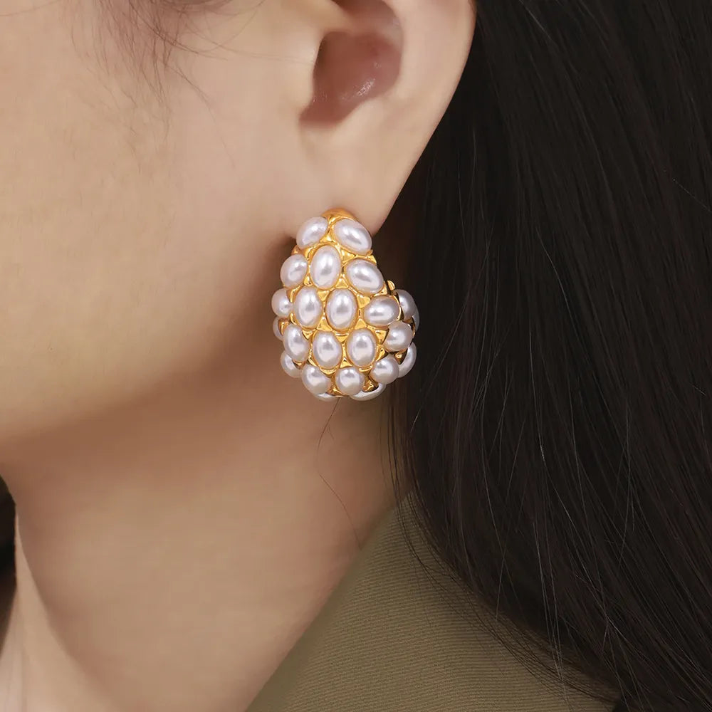 Southern Shores Titanium Steel Imitation Pearl Earrings