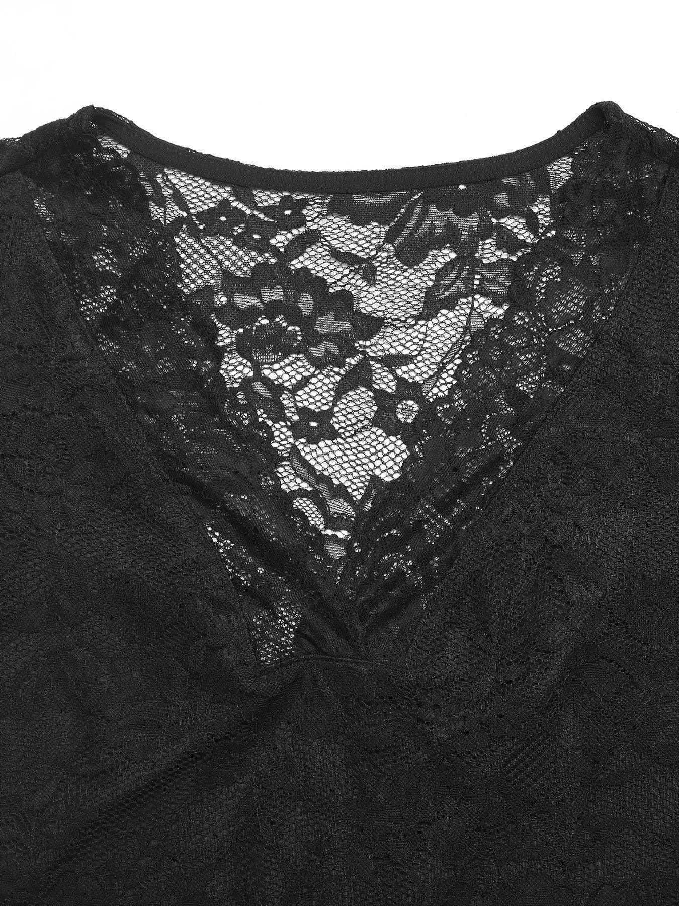 Lace V-Neck Long Sleeve T-Shirt - Southern Shores Clothing