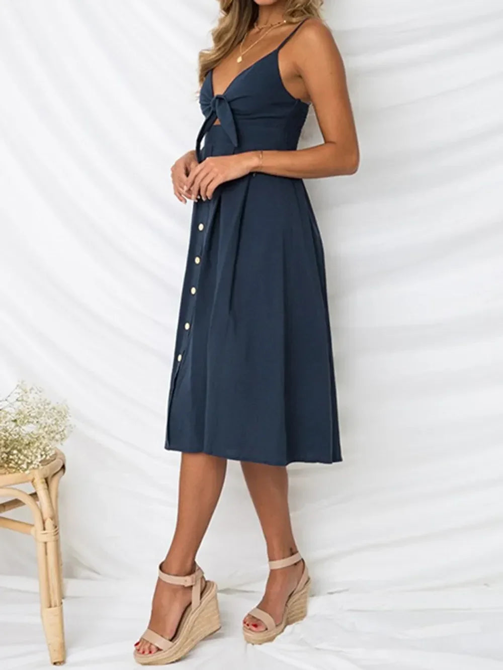 Cutout Smocked Sweetheart Neck Cami Dress - Southern Shores Clothing