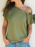 Asymmetrical Neck Short Sleeve T-Shirt - Southern Shores Clothing