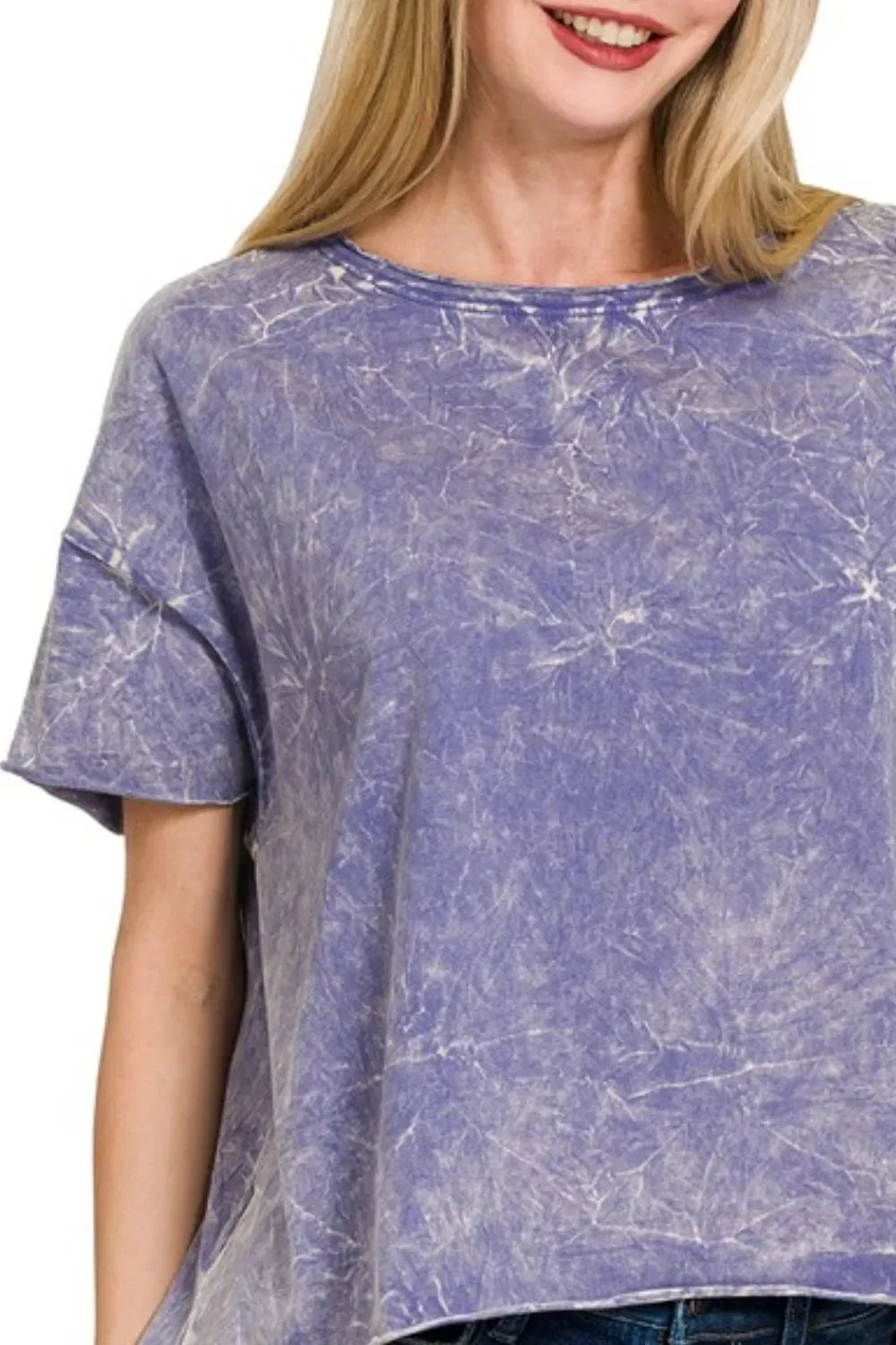 Tie-Dye Crew Neck Short Sleeve Crop Box Tee Shirt - Southern Shores Clothing