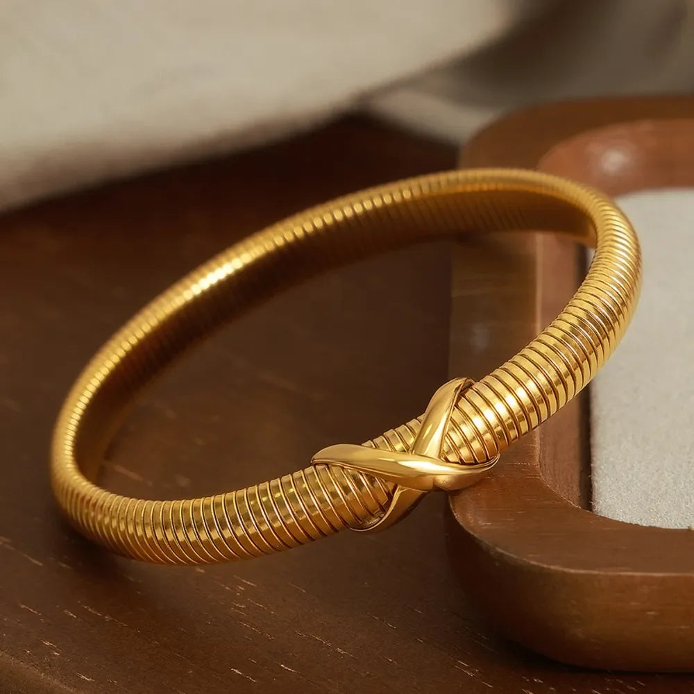 18K Gold Plated Titanium Steel Spring Shape Bracelet - Southern Shores Clothing