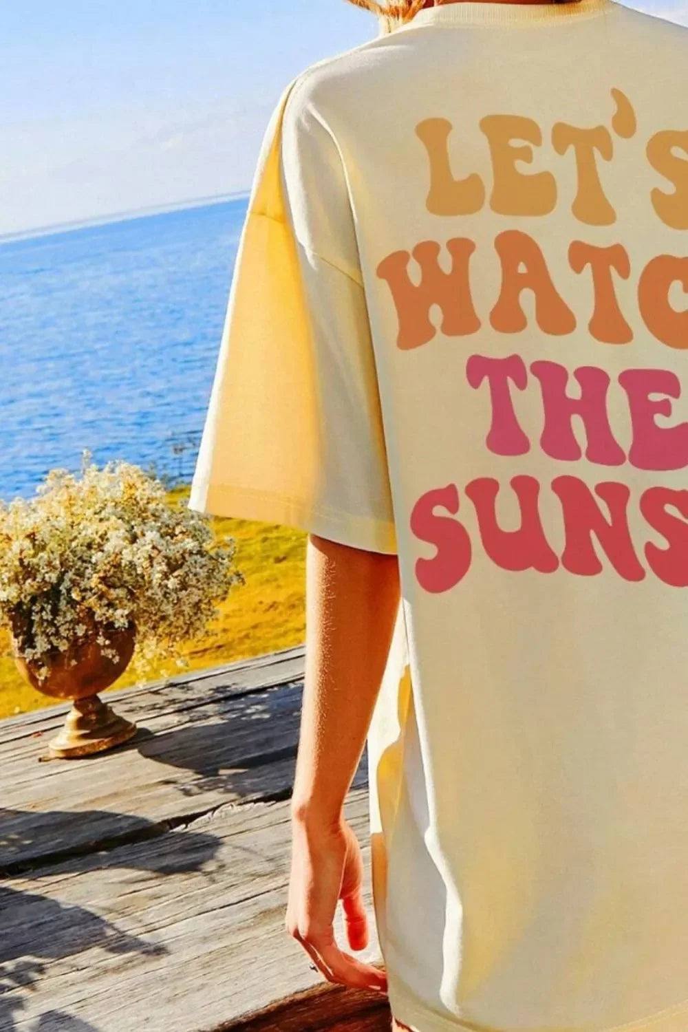 Sunset Graphic Round Neck T Shirt Slightly Stretchy Fit - Southern Shores Clothing
