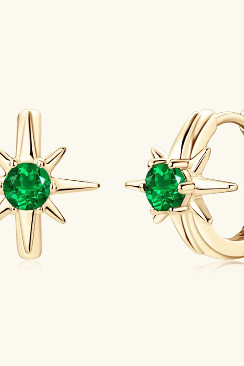 Lab-Grown Emerald Sterling Silver Huggie Earrings - Southern Shores Clothing