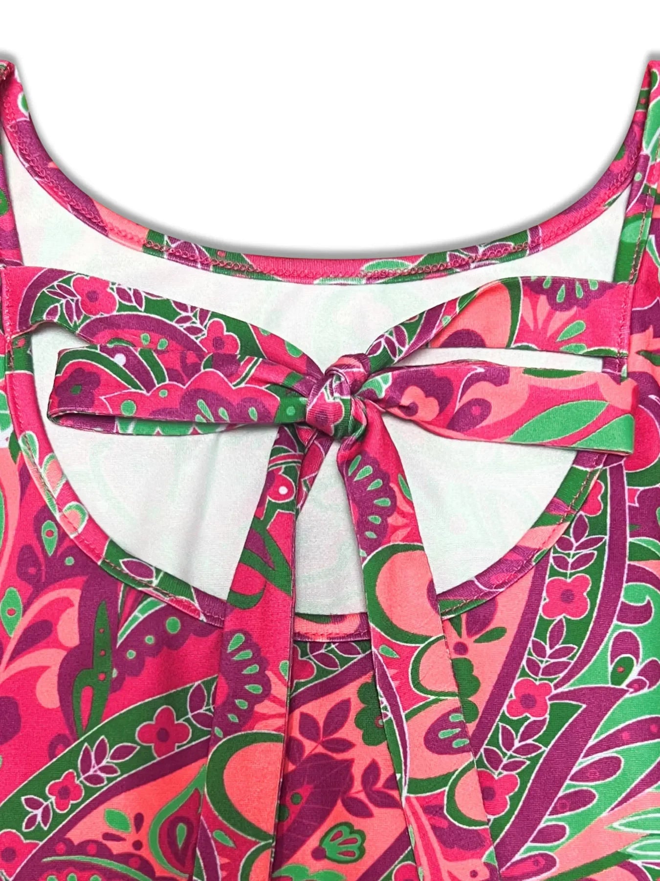 Paisley Print Ruffle Sleeve Belted Mini Dress Silhouette - Southern Shores Clothing
