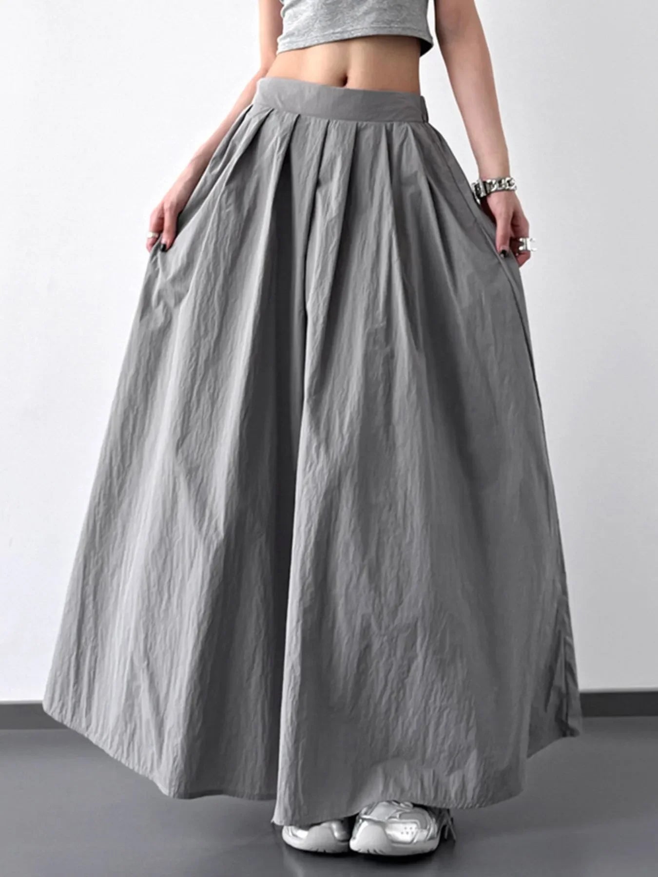 Elegant Pleated Maxi Skirt With Ruched Design - Southern Shores Clothing