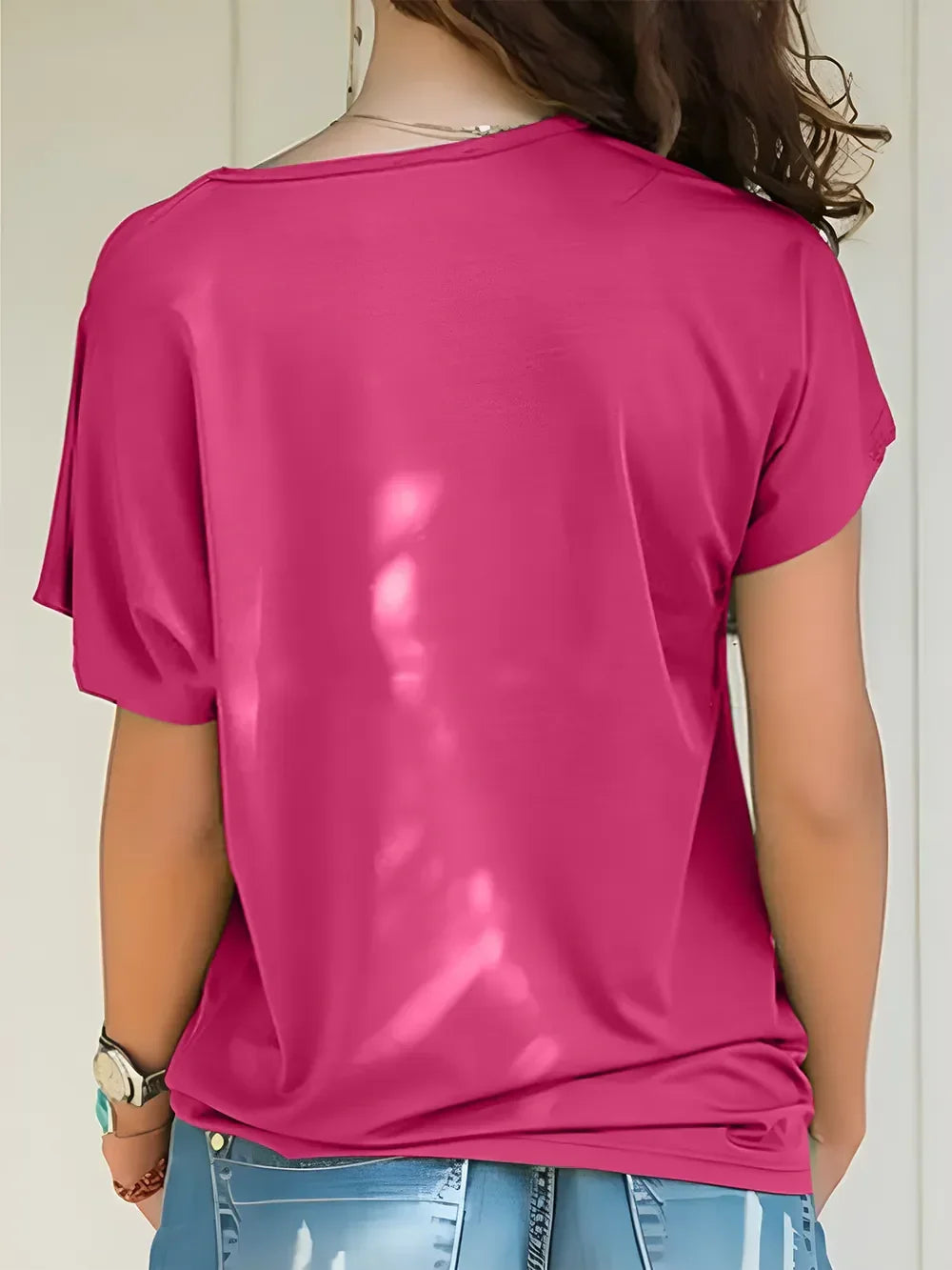 Asymmetrical Neck Short Sleeve T-Shirt - Southern Shores Clothing