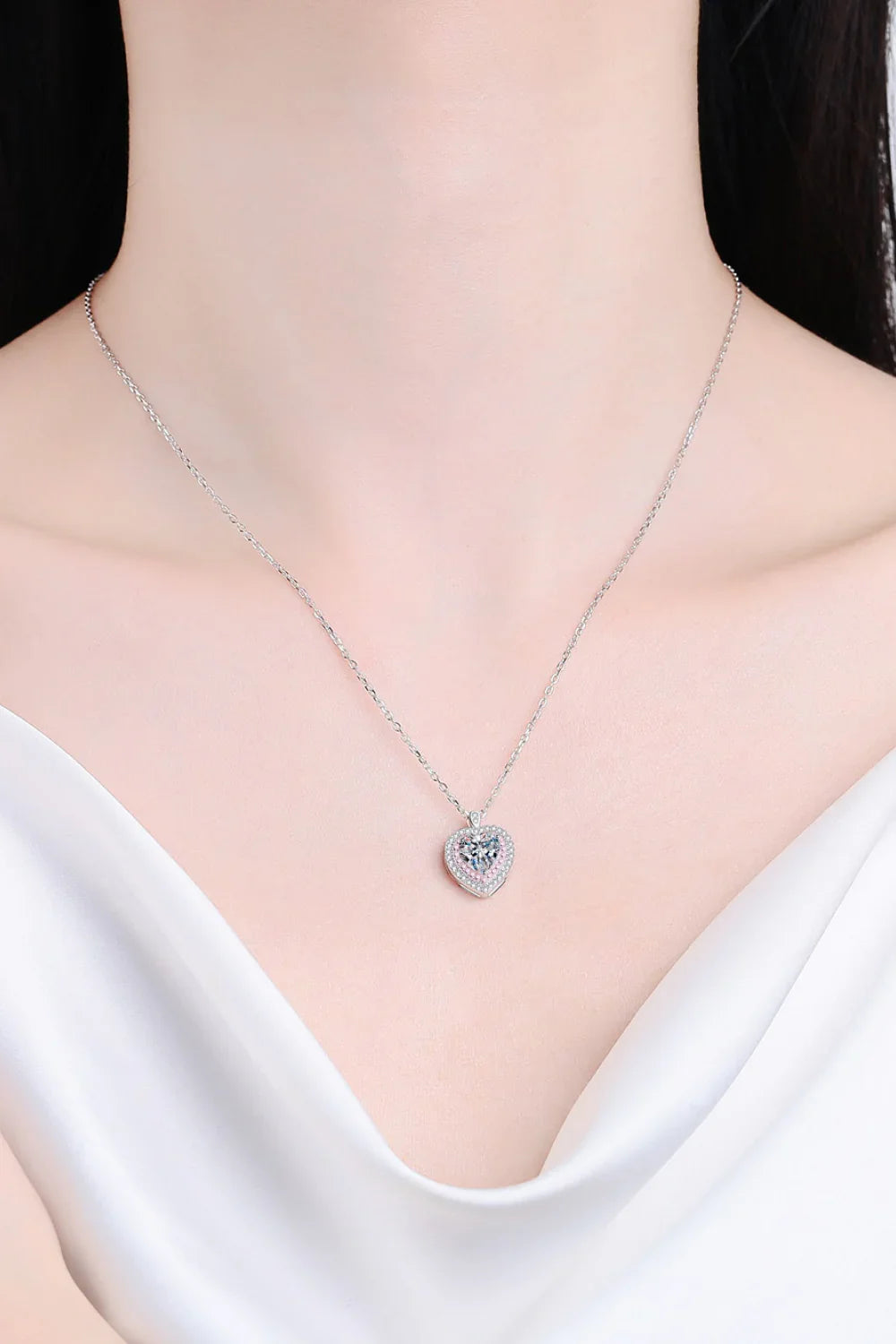 Sterling Silver 1 Carat Moissanite Heart Pendant Necklace - Southern Shores Clothing