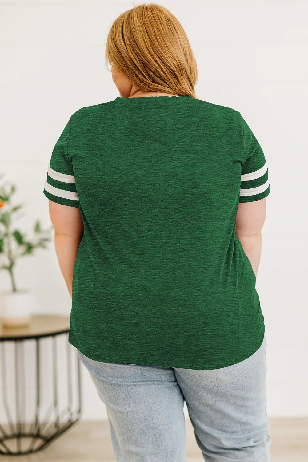 Plus Size Striped V-Neck Short Sleeve T-Shirt - Southern Shores Clothing