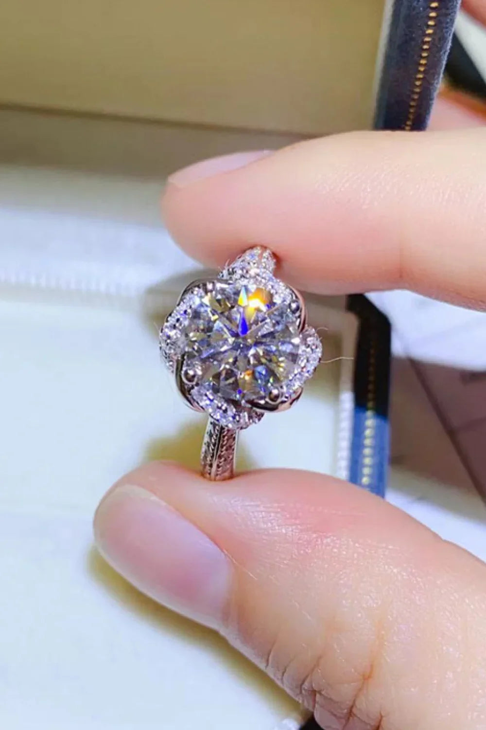 Two Carat Moissanite Sterling Silver Ring