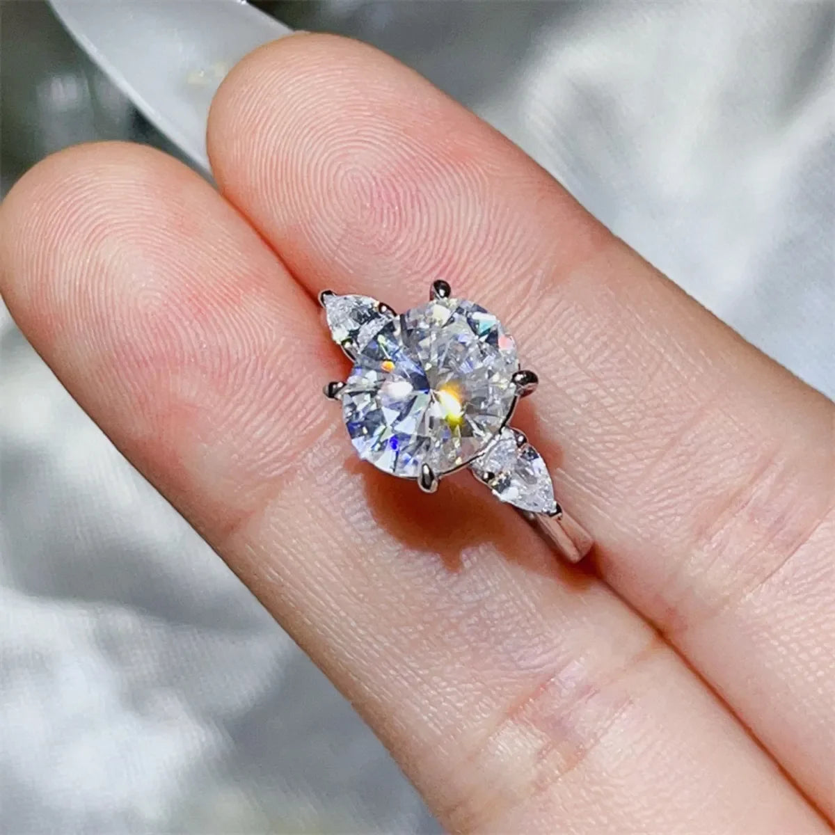 3 Carat Moissanite Sterling Silver Ring Platinum Plated - Southern Shores Clothing