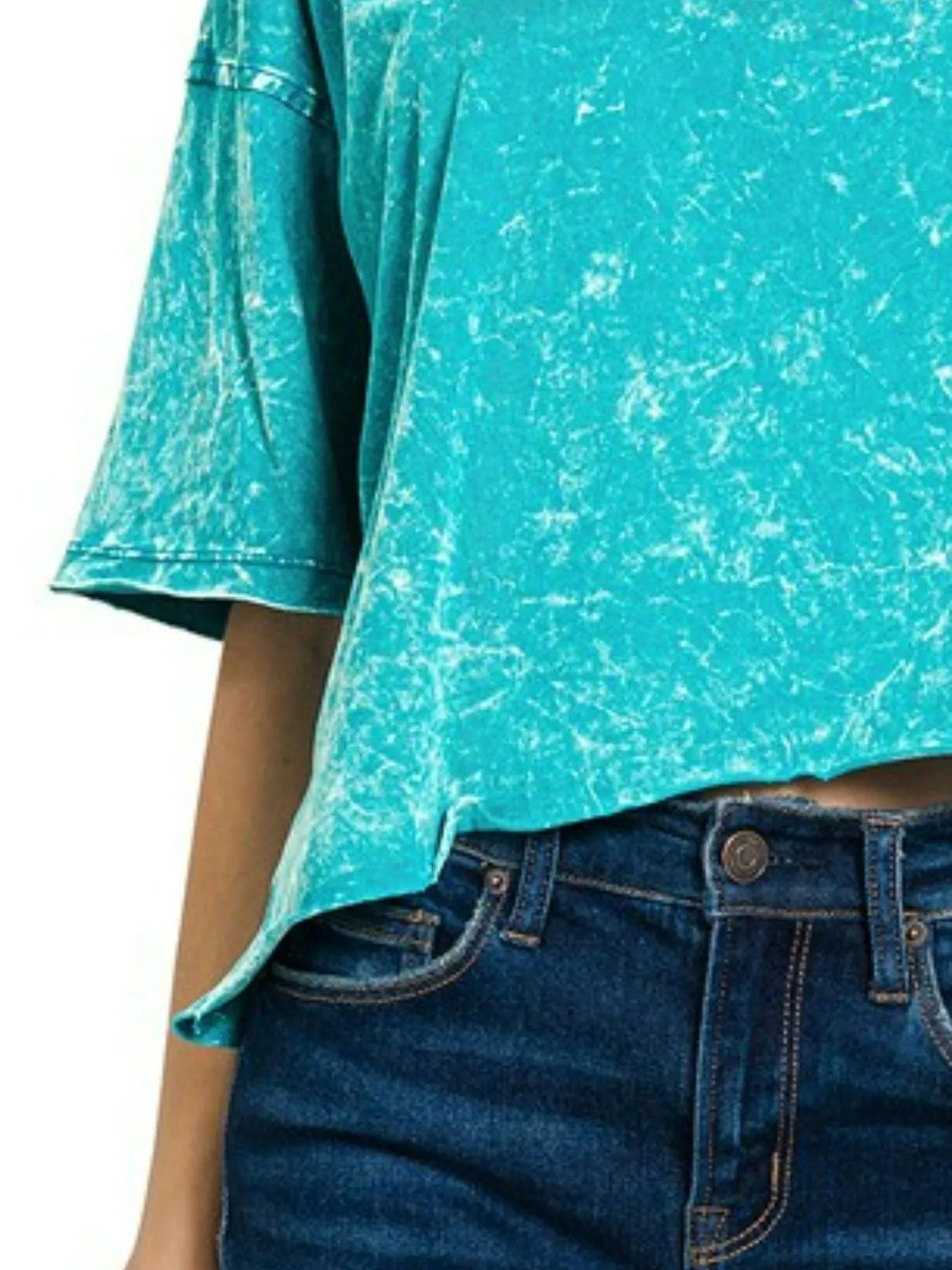 Acid Crinkle Washed Cropped Oversized T Shirt