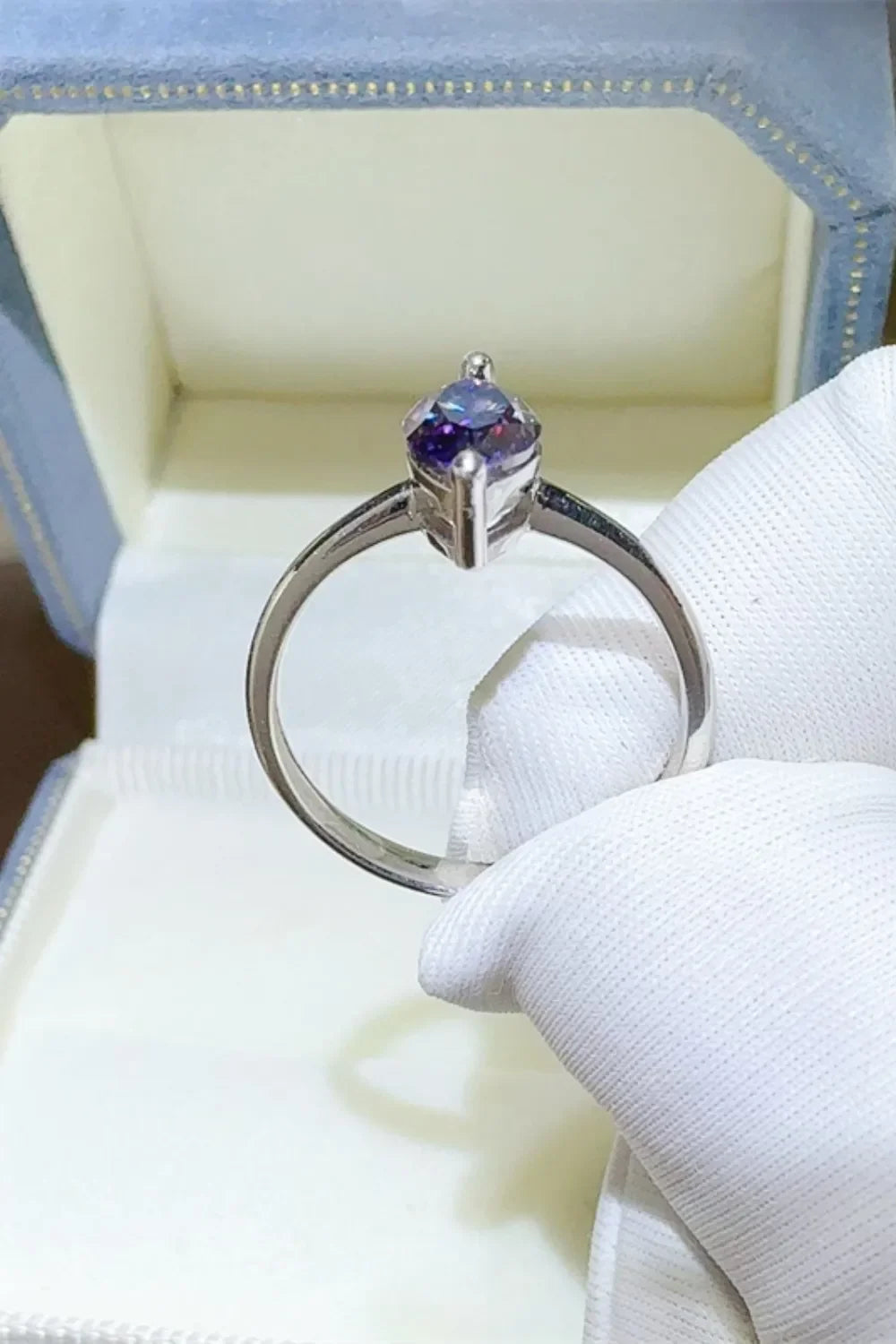 Moissanite Sterling Silver Ring Platinum Plated 2 Carat