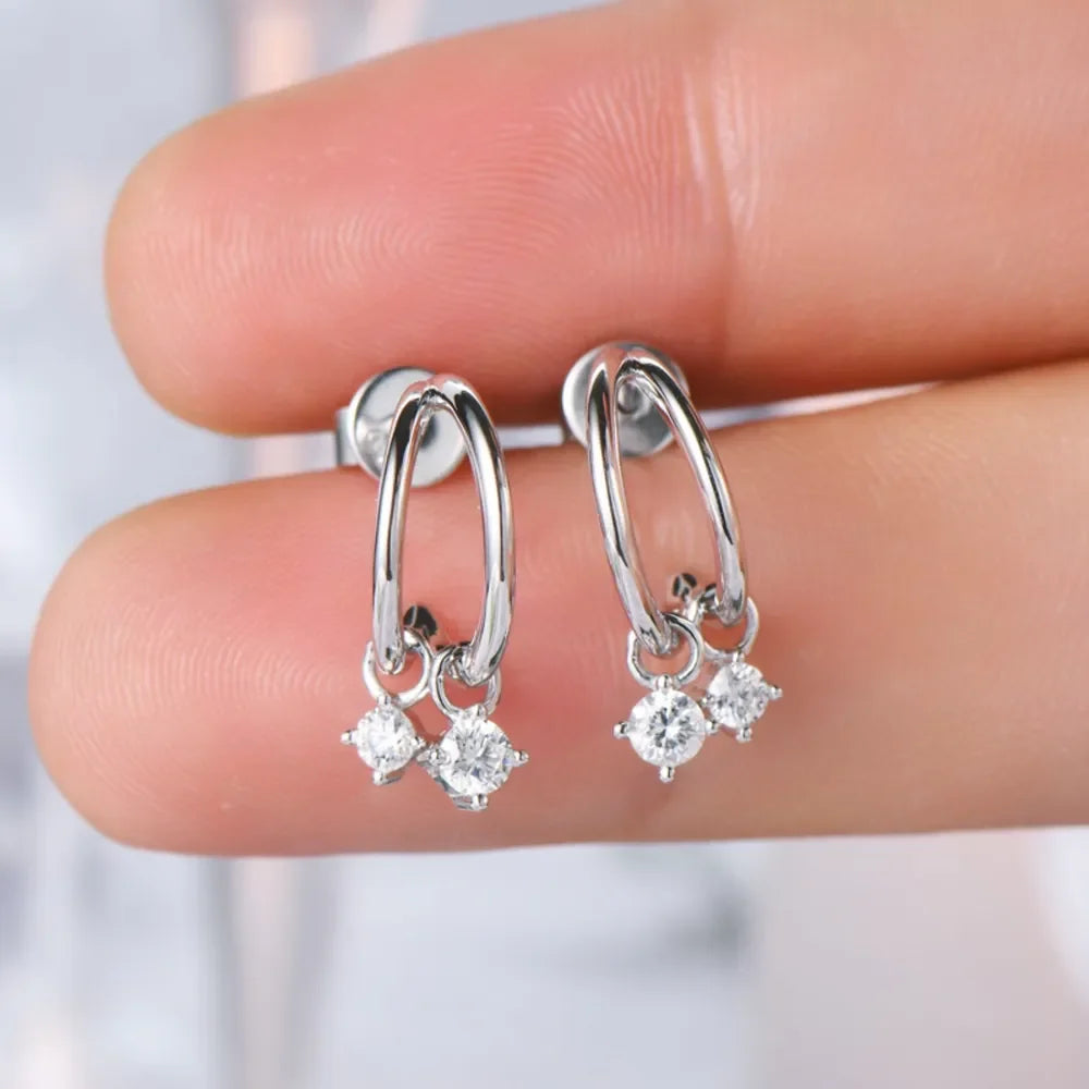 Sterling Silver Moissanite C-Hoop Earrings - Southern Shores Clothing