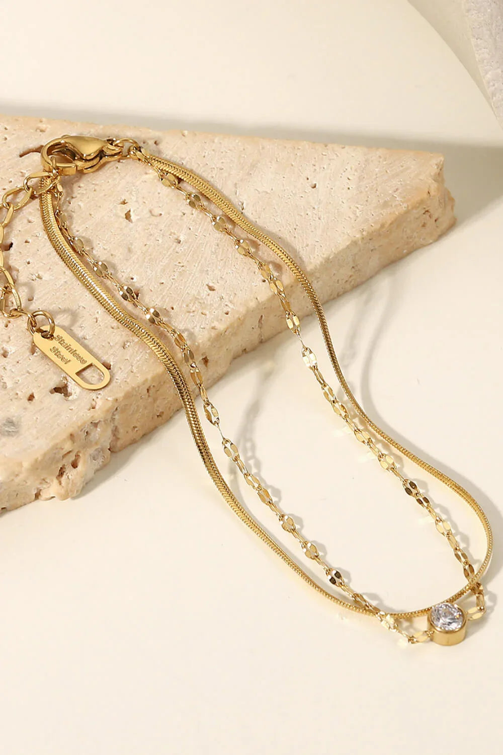 Rhinestone Double-Layered Bracelet With Coastal Charm - Southern Shores Clothing