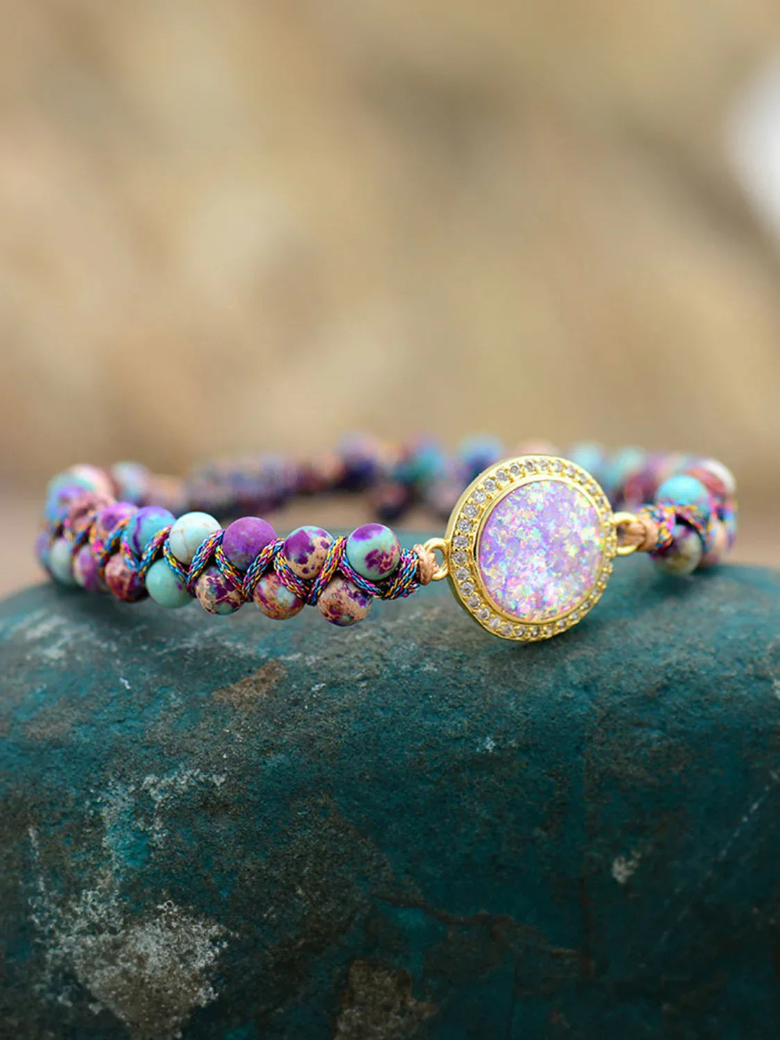 Imperial Jasper Beaded Bracelet With Opal - Southern Shores Clothing
