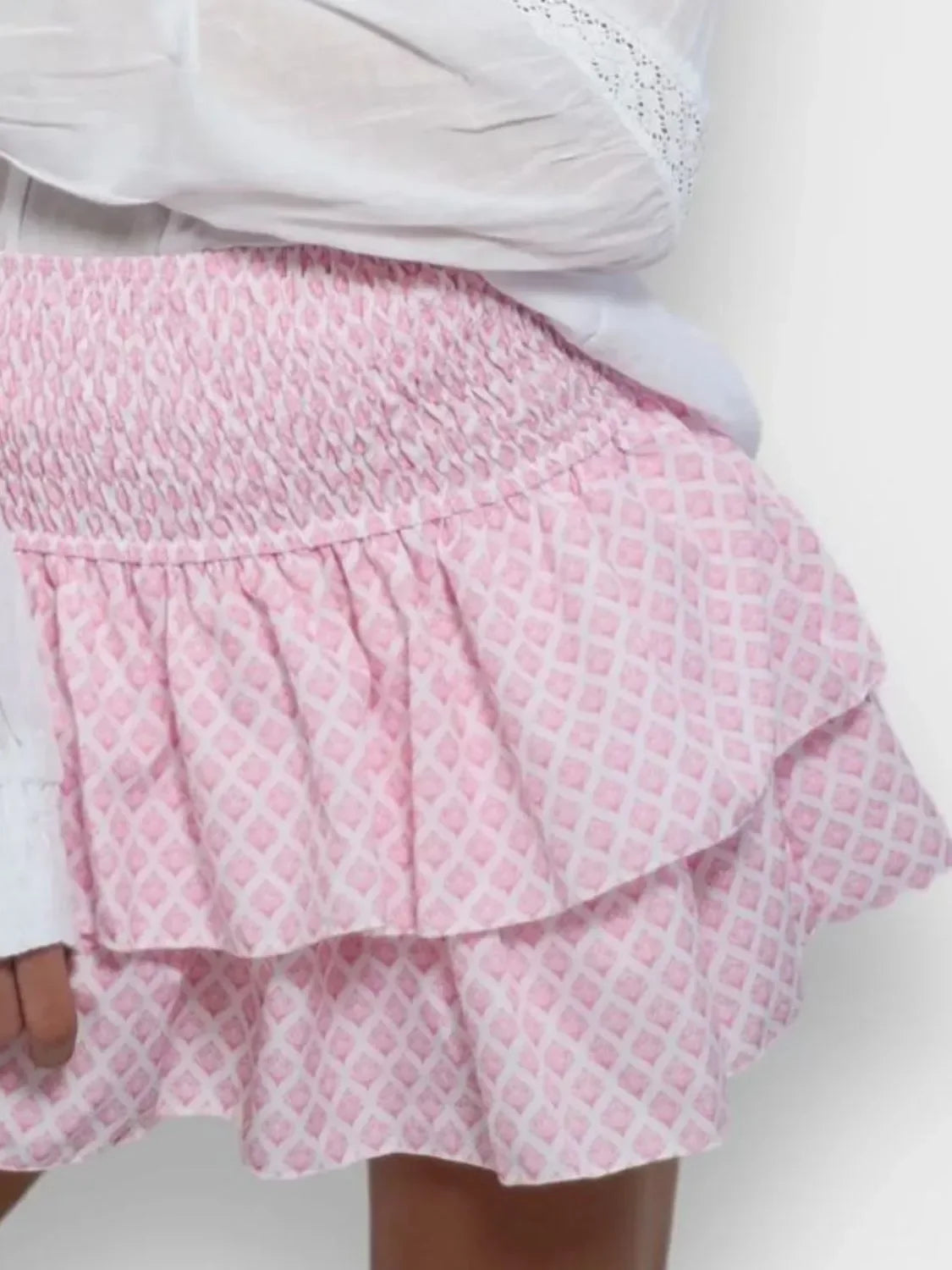 Smocked Wideband Waist Layered Mini Skirt - Southern Shores Clothing