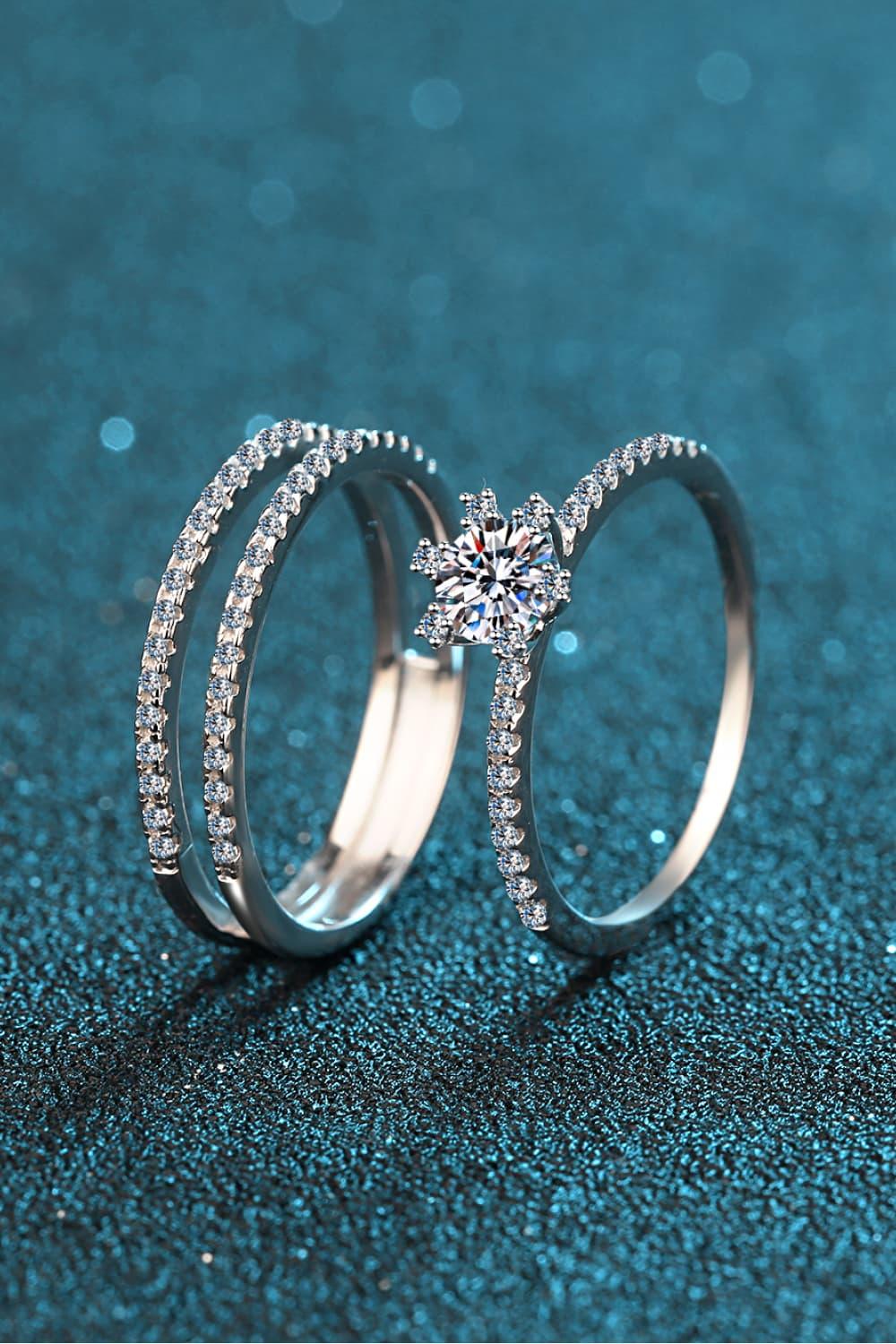 Moissanite Sterling Silver Ring Set With Pave Zircon - Southern Shores Clothing