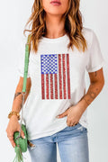 US Flag Round Neck Short Sleeve Tee Shirt - Southern Shores Clothing