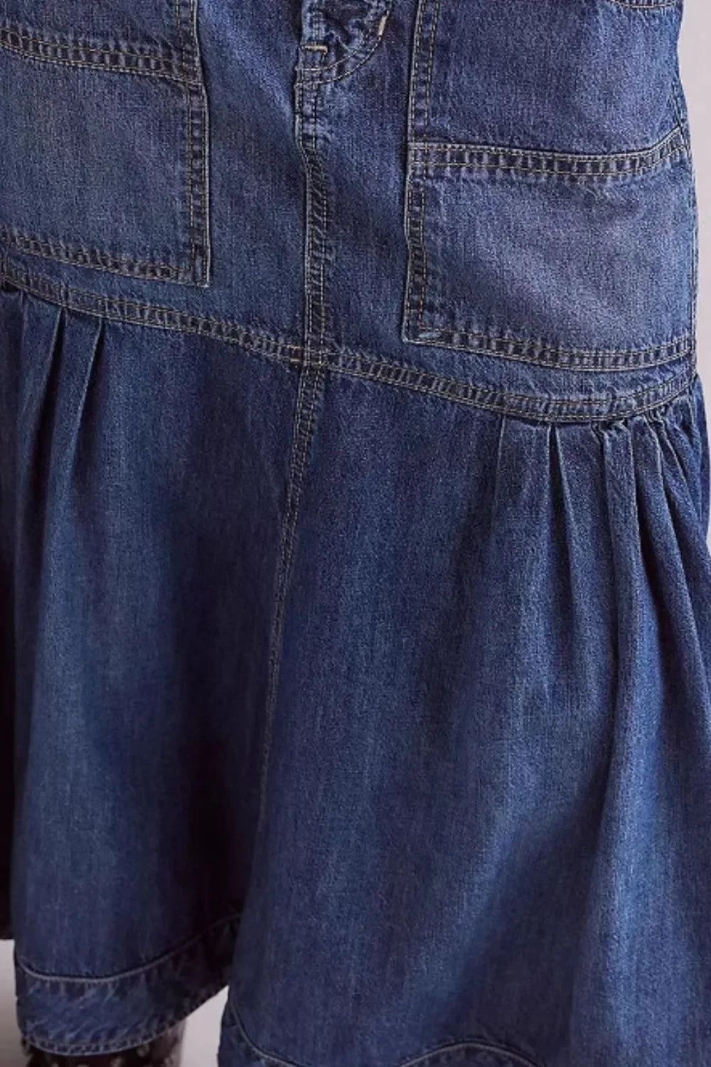 Relaxed Fit Midi Denim Skirt With Pockets - Southern Shores Clothing