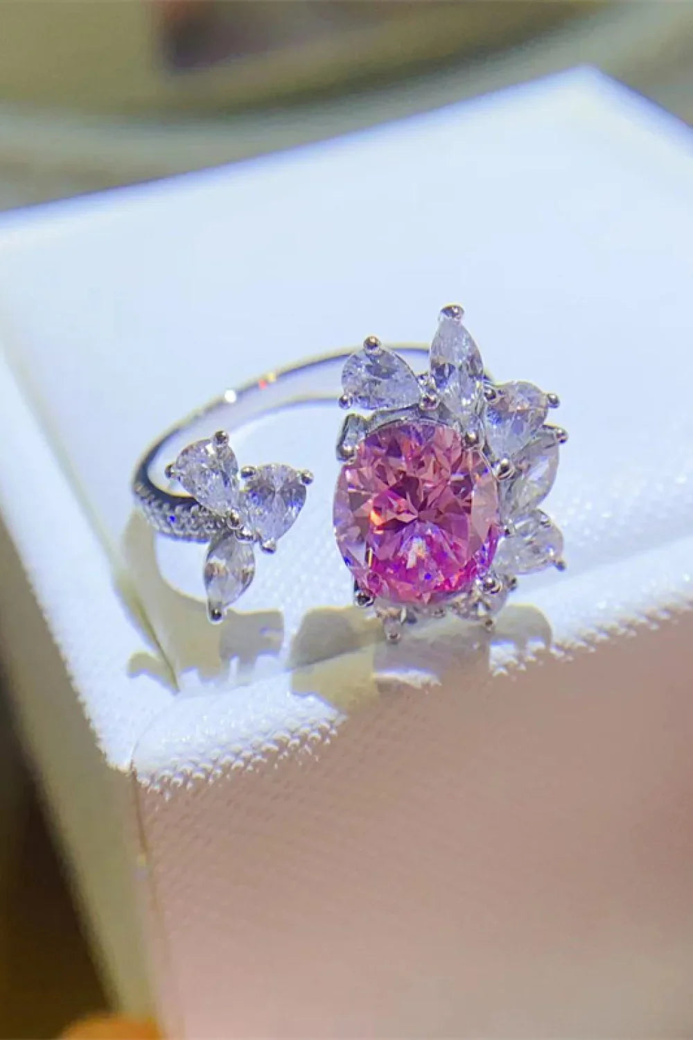 3 Carat Moissanite Open Ring, Sterling Silver - Southern Shores Clothing