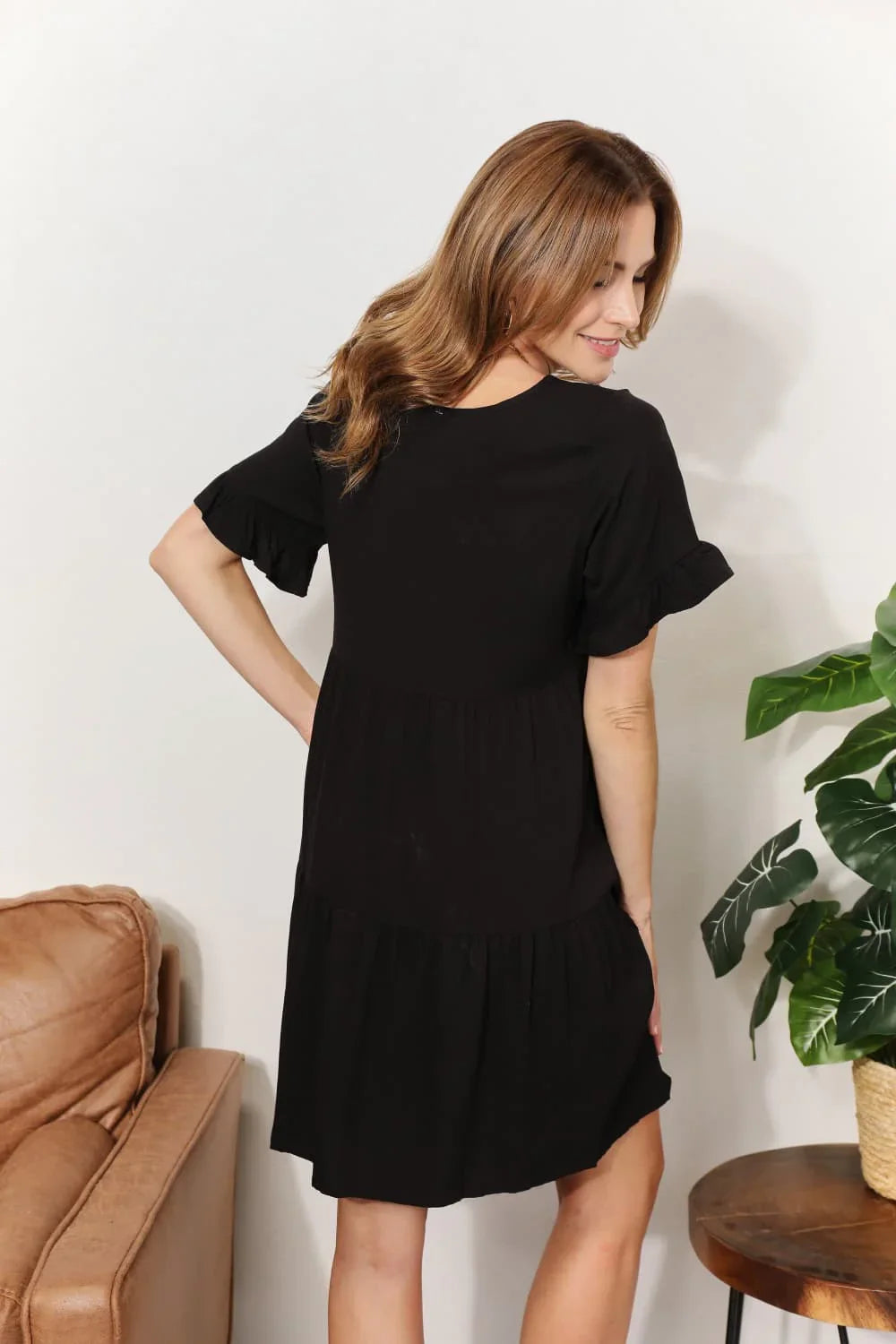 Mandy V-Neck Flounce Sleeve Tiered Dress - Southern Shores Clothing
