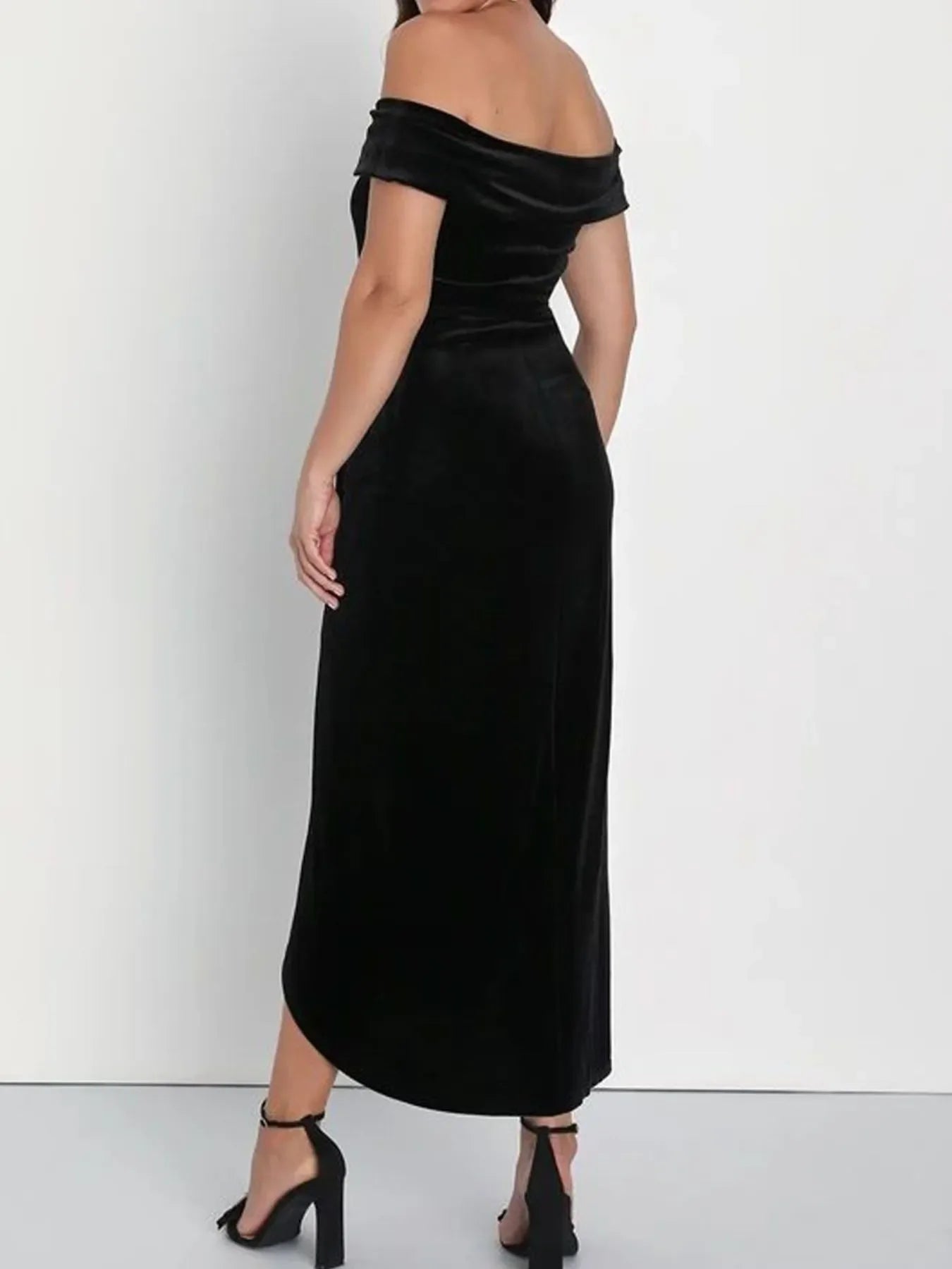 Off Shoulder Wrap Dress With Side Slit Silhouette - Southern Shores Clothing