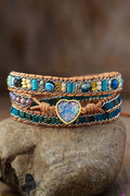 Heart Layered Bracelet With Opal Imperial Jasper Crystal
