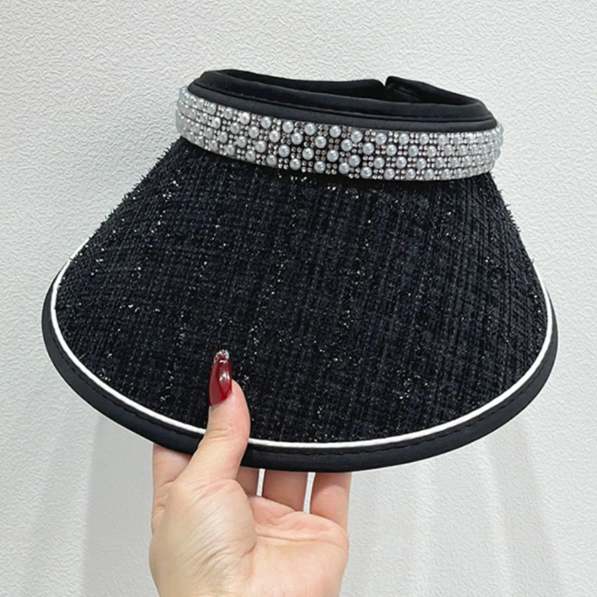 Pearl Detail Sunscreen Hat With UV Protection
