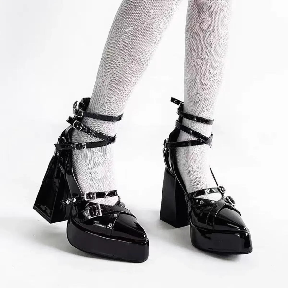 Gothic Platform Pumps With Multiple Buckle Straps