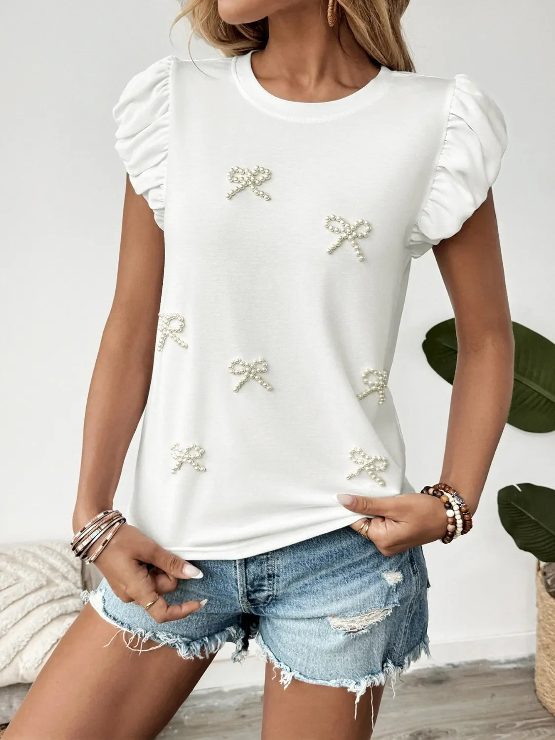 Puff Sleeve Ruched Stretch T Shirt With Relaxed Fit - Southern Shores Clothing
