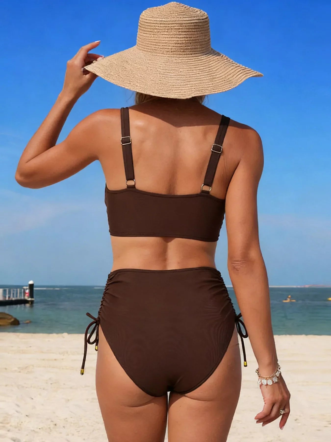 Crisscross High-Waisted Two-Piece Swim Set With Removable Padding - Southern Shores Clothing