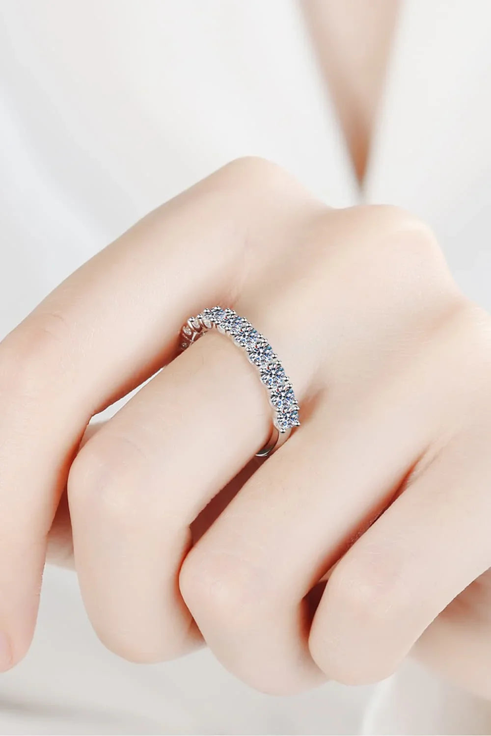 1 Carat Moissanite Sterling Silver Ring Minimalist - Southern Shores Clothing