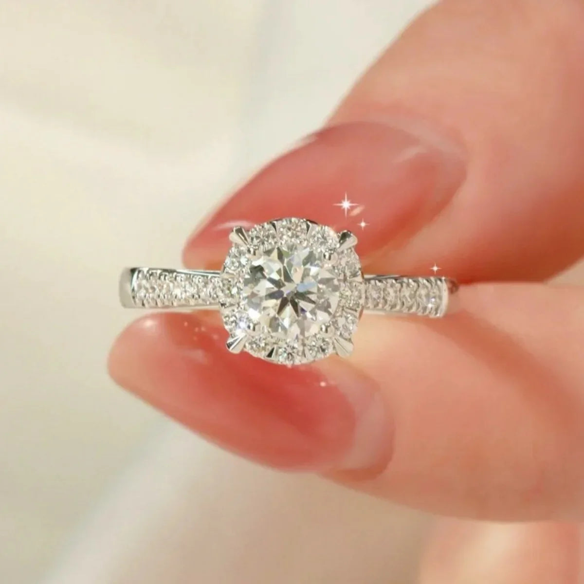 1 Carat Moissanite Halo Ring In Sterling Band Setting Crafted - Southern Shores Clothing
