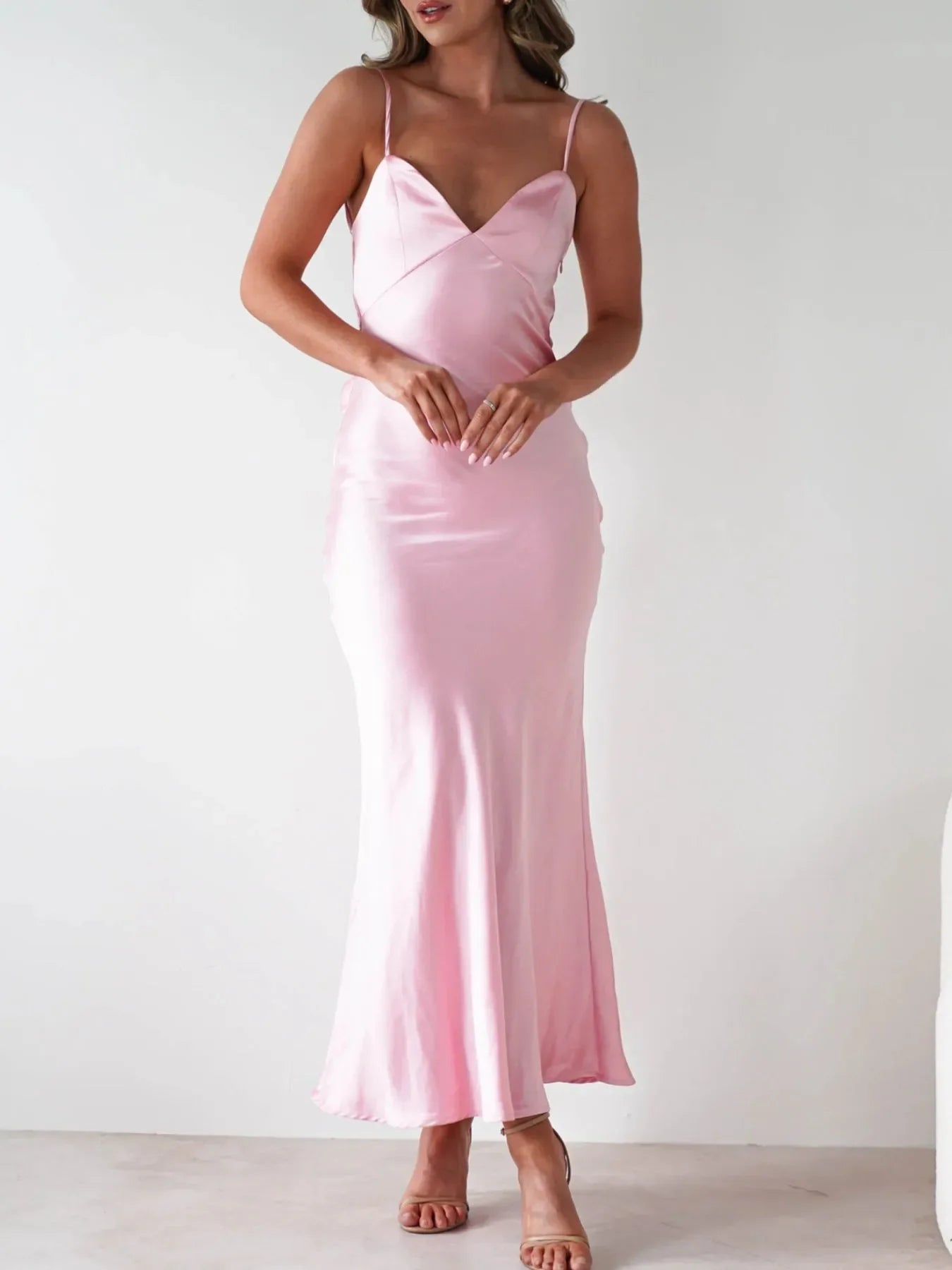 Satin Backless Cami Dress For Coastal Wear - Southern Shores Clothing