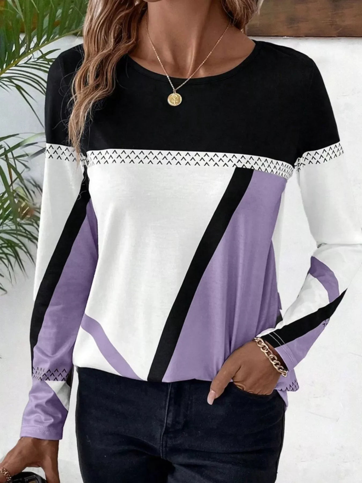 Color Block Long Sleeve T-Shirt - Southern Shores Clothing