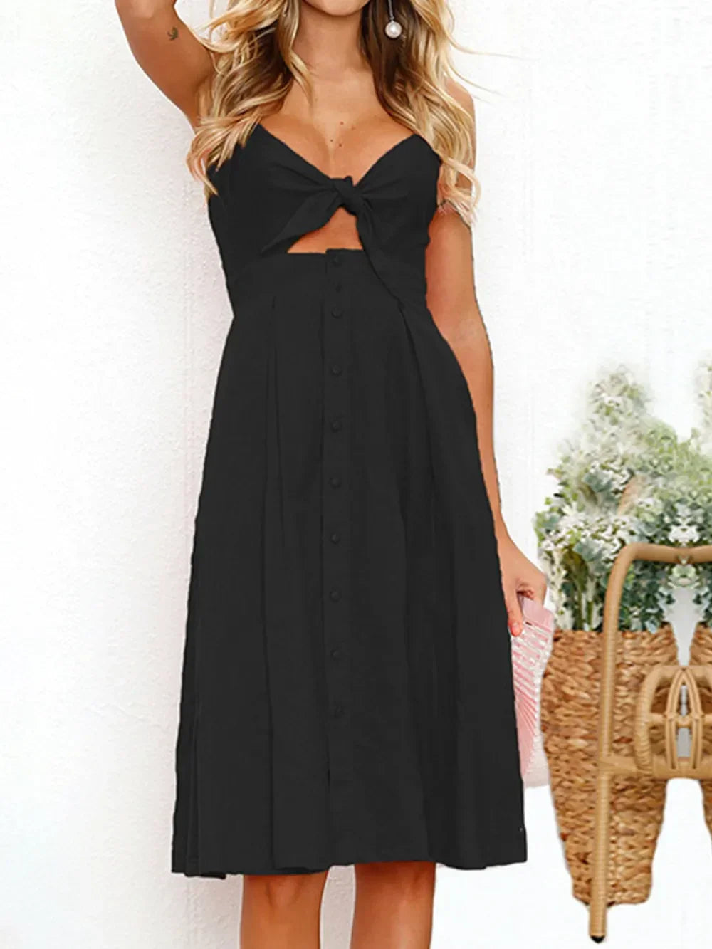 Cutout Smocked Sweetheart Neck Cami Dress - Southern Shores Clothing