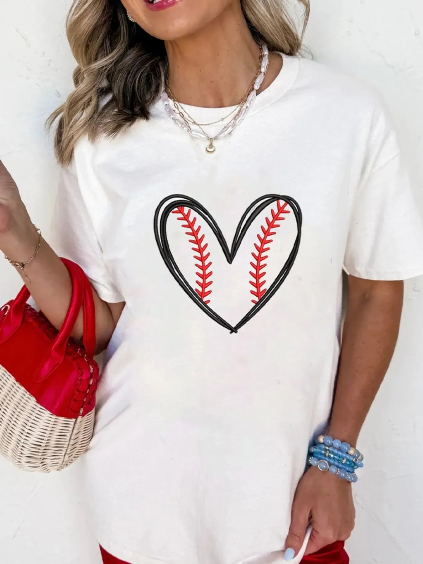 Heart Graphic Short Sleeve T Shirt With Stretch Fabric - Southern Shores Clothing