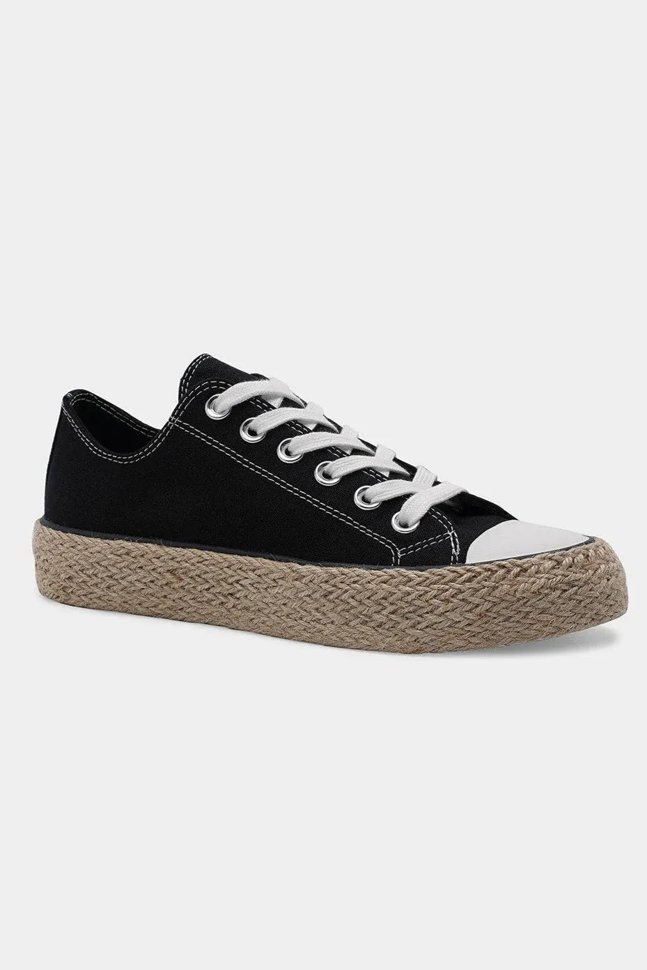 Lace Up Woven Espadrille Sole Sneakers Casual Style