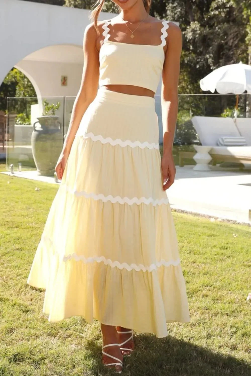 Contrast Trim Cami and Maxi Skirt Set - Southern Shores Clothing