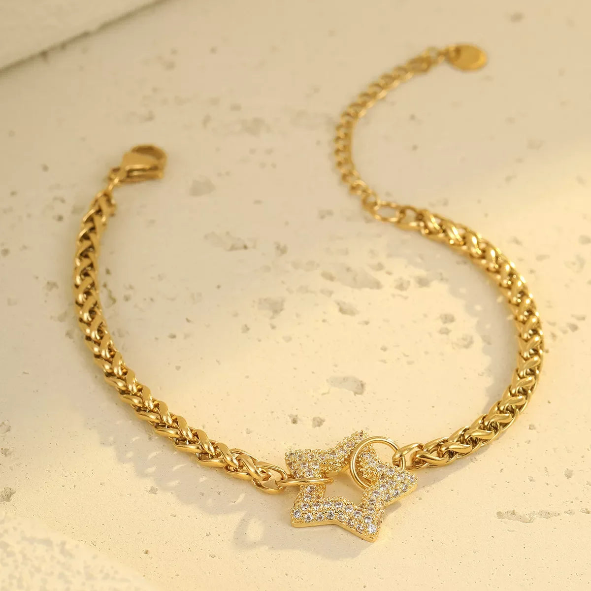 18K Gold-Plated Rhinestone Chain Bracelet Adjustable - Southern Shores Clothing