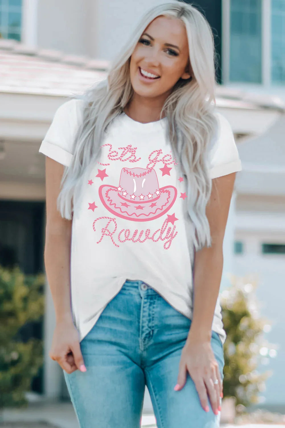 Cowboy Hat Graphic Round Neck Short Sleeve Tee - Southern Shores Clothing