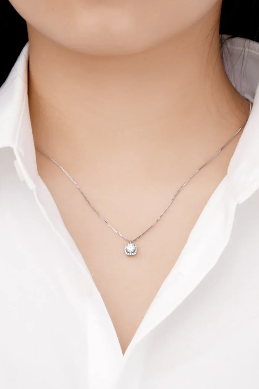 Platinum-Plated Moissanite Necklace Minimalist Coast Jewelry - Southern Shores Clothing