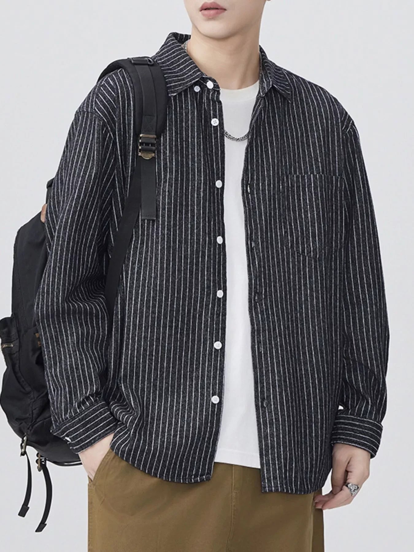 Plus Size Striped Button Up Cotton Shirt - Southern Shores Clothing