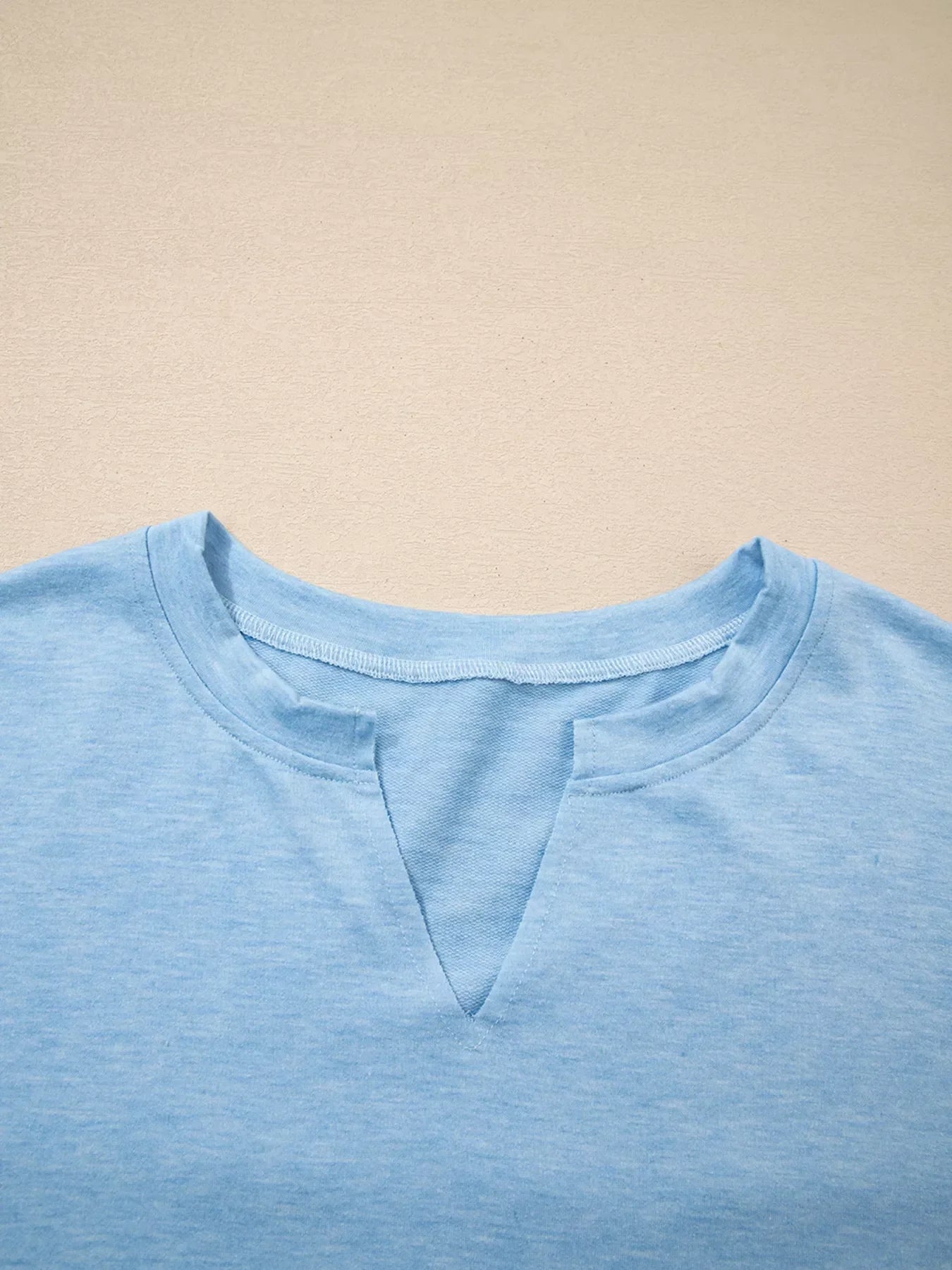 Notched Terry Long Sleeve Top - Southern Shores Clothing