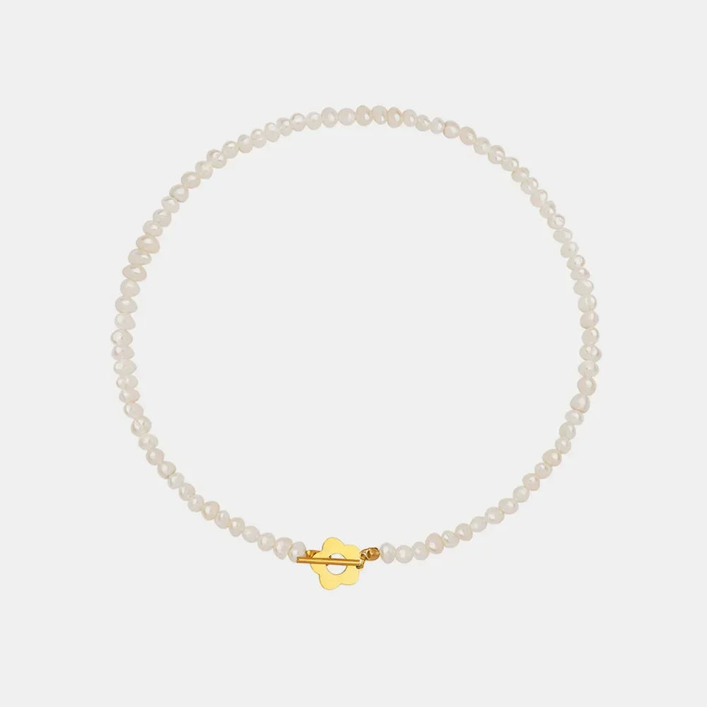 Gold Plated Titanium Pearl Necklace With Freshwater Pearls - Southern Shores Clothing