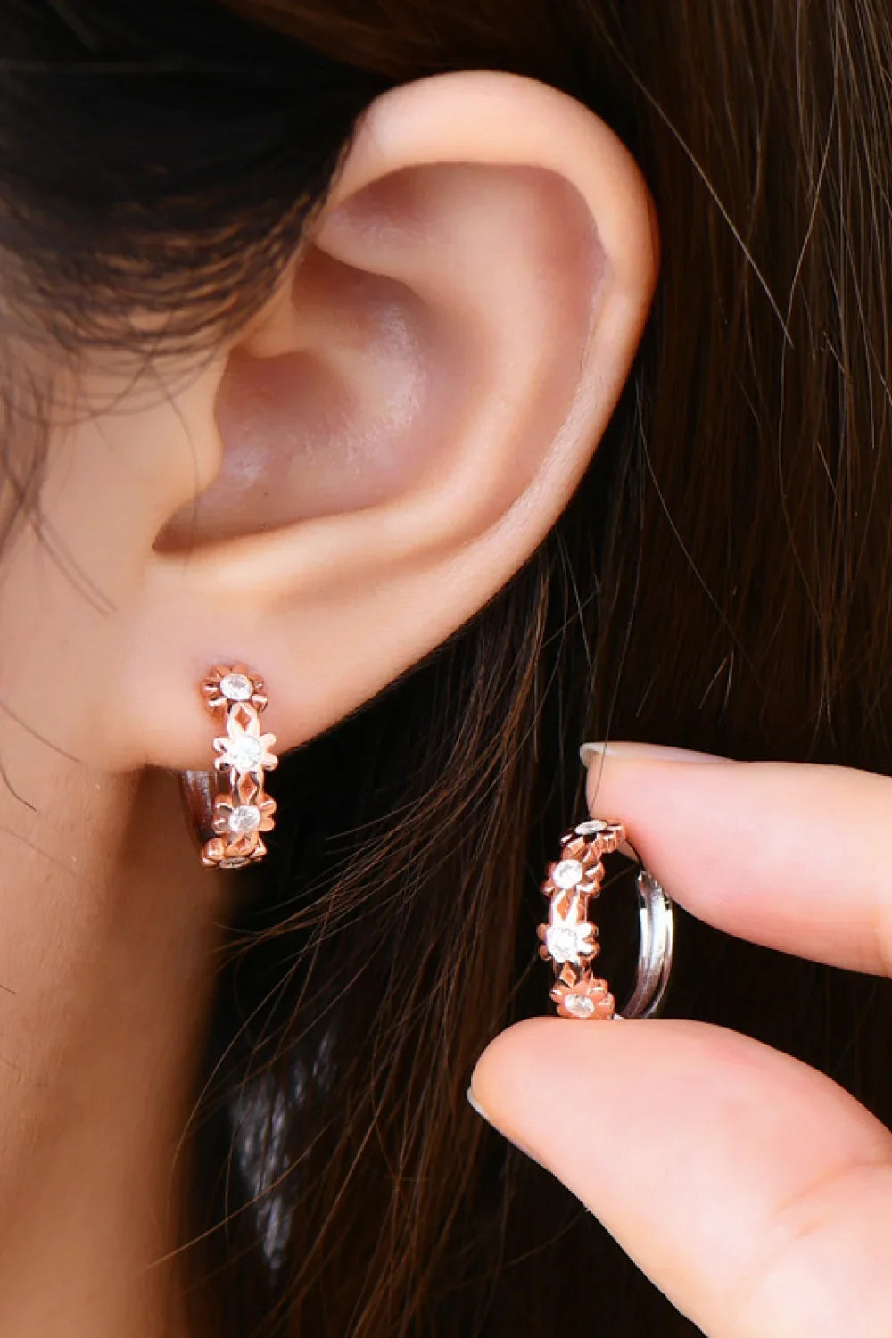 Moissanite Sterling Silver Huggie Earrings - Southern Shores Clothing