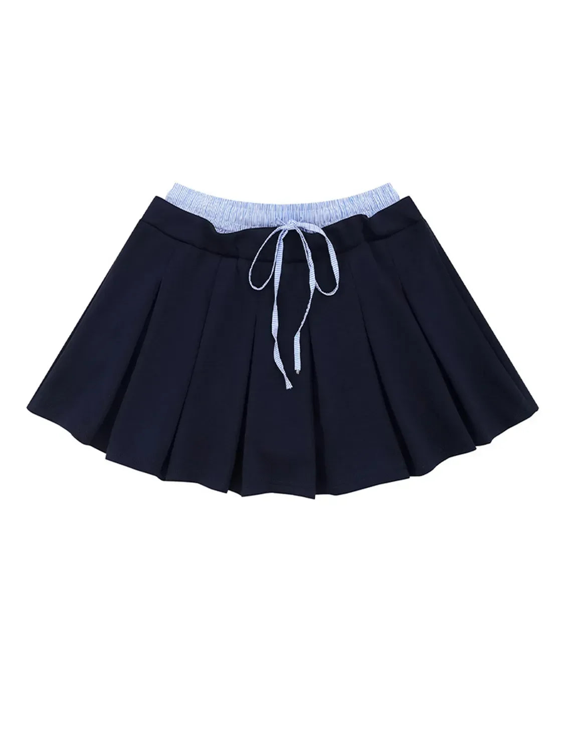 Velour Drawstring Pleated Mini Skirt Adjustable Waist - Southern Shores Clothing