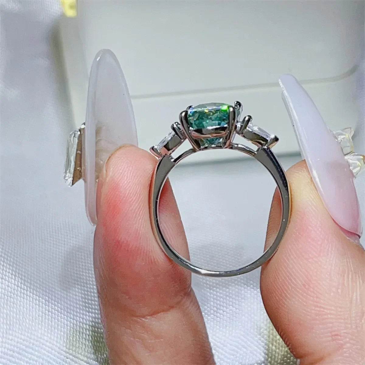 3 Carat Moissanite Platinum-Plated Sterling Silver Ring - Southern Shores Clothing